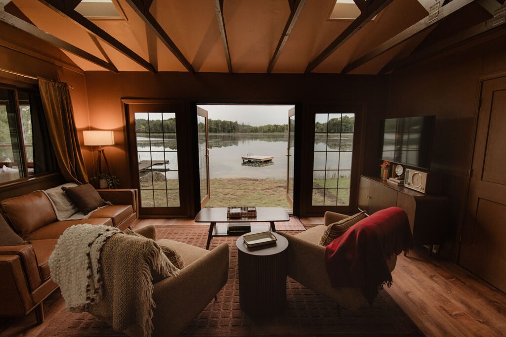 Living room view of lake