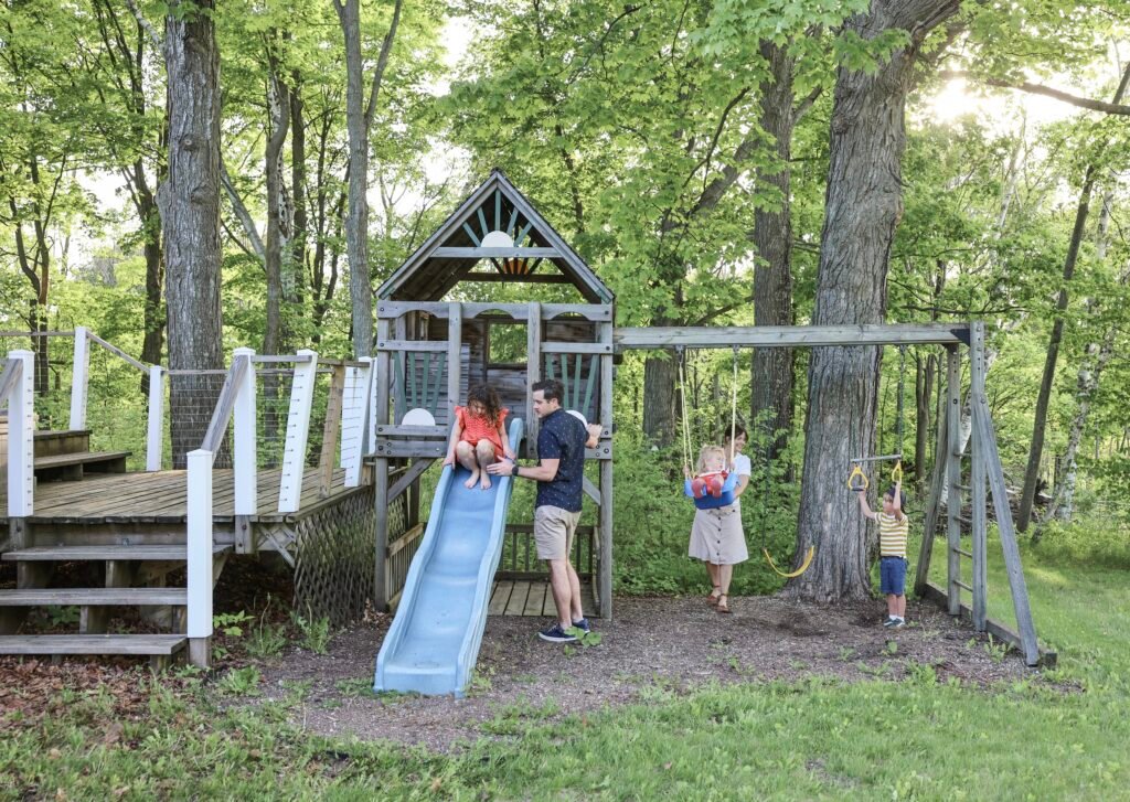 Family on swingset
